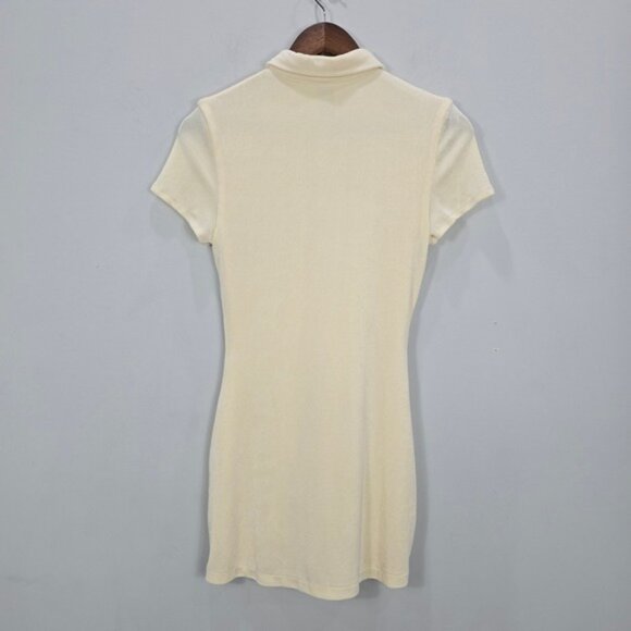 With Jean XS Mini Buttercream Dress Button Front Collared Ruched Bodycon Slinky - Picture 4 of 11